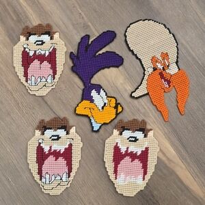 Looney Tunes Cross Stitch Needlepoint Character Magnets Lot Taz Yosemite‎ Sam